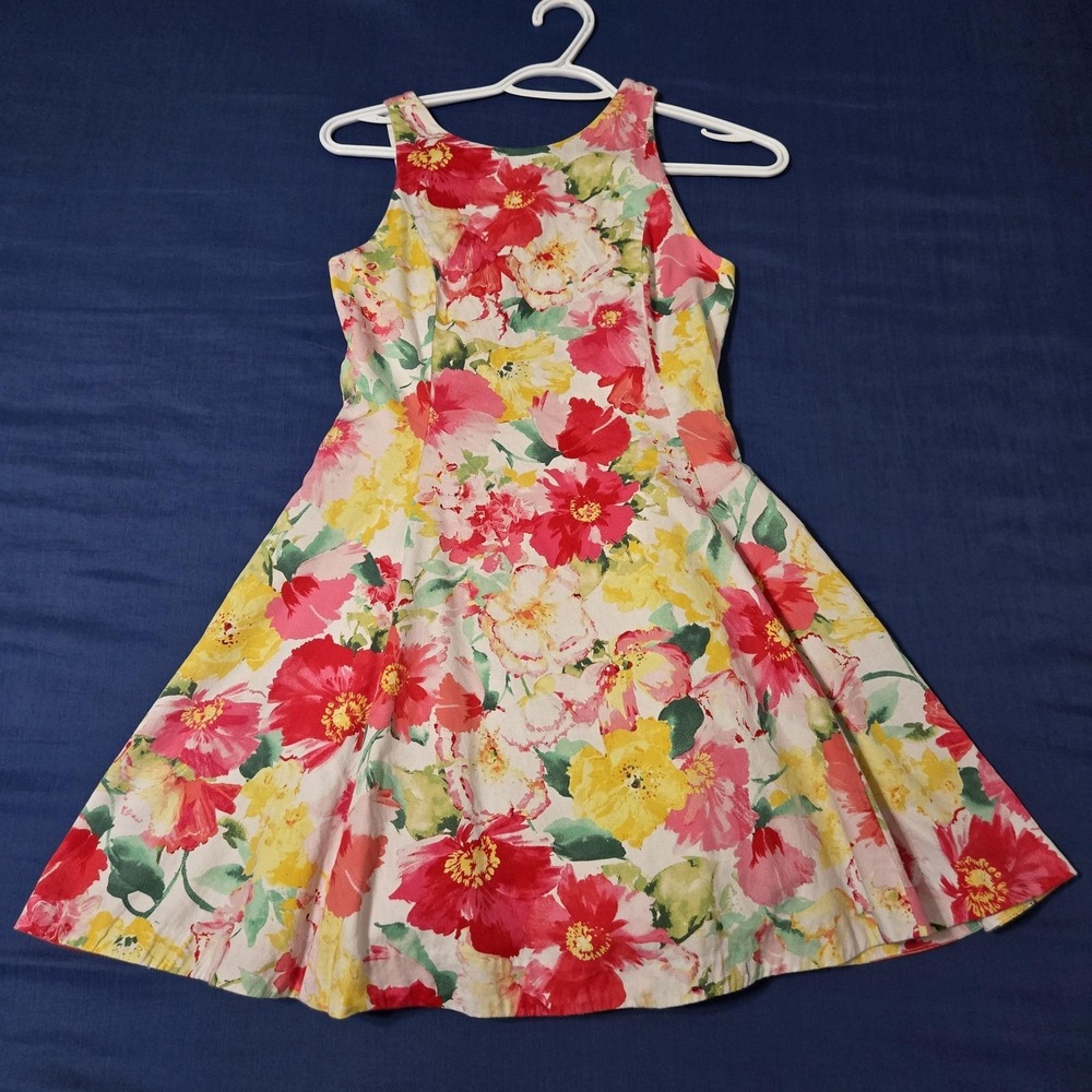 Polo Ralph Lauren Dress Girls 12‎ Multicolor Floral Fit & Flare Sleeveless Knee